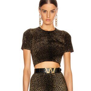 EUC Alexander Wang Leopard Print Velvet Cropped Top
